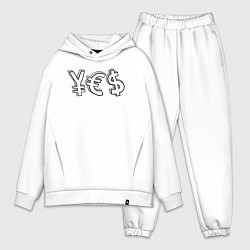 Мужской костюм оверсайз YES юань, евро, доллар, цвет: белый