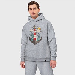 Мужской костюм оверсайз Маяк Якорь Lighthouse Anchor, цвет: меланж — фото 2