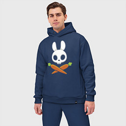 Мужской костюм оверсайз Череп кролика с двумя морковками, цвет: тёмно-синий — фото 2