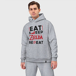 Мужской костюм оверсайз Надпись: Eat Sleep Zelda Repeat, цвет: меланж — фото 2