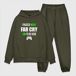 Мужской костюм оверсайз I Paused Far Cry To Be Here с зелеными стрелками, цвет: хаки