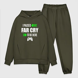 Мужской костюм оверсайз I Paused Far Cry To Be Here с зелеными стрелками, цвет: хаки