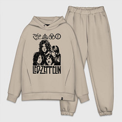 Мужской костюм оверсайз Led Zeppelin Black, цвет: миндальный