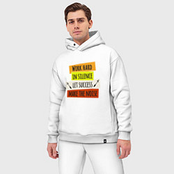 Мужской костюм оверсайз Work hard in silence let success make the noise, цвет: белый — фото 2