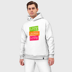 Мужской костюм оверсайз Live laugh love quote, цвет: белый — фото 2