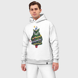 Мужской костюм оверсайз Тоторо - Новогодняя ёлка, цвет: белый — фото 2