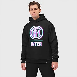 Мужской костюм оверсайз Inter FC в стиле glitch, цвет: черный — фото 2