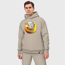 Мужской костюм оверсайз Пёсик Доге охватывает планету, цвет: миндальный — фото 2