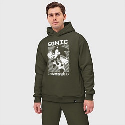 Мужской костюм оверсайз Sonic - game, цвет: хаки — фото 2