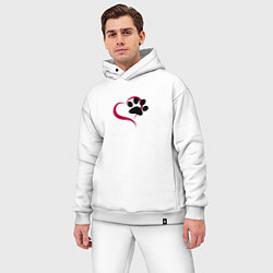 Мужской костюм оверсайз Сердце и лапа, цвет: белый — фото 2