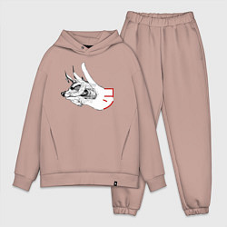 Мужской костюм оверсайз Демон лис и жест кон, цвет: пыльно-розовый