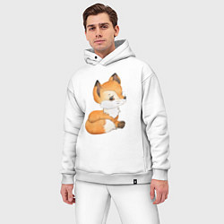 Мужской костюм оверсайз Маленький лисенок арт, цвет: белый — фото 2