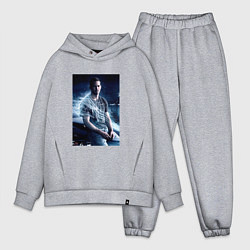 Мужской костюм оверсайз Пол Уокер на капоте, цвет: меланж