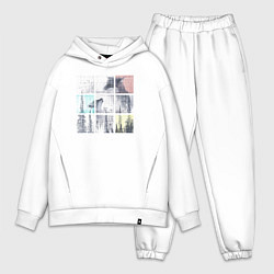 Мужской костюм оверсайз Лисички в квадратах, цвет: белый