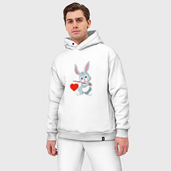 Мужской костюм оверсайз Влюблённый кролик, цвет: белый — фото 2