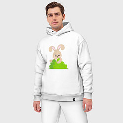 Мужской костюм оверсайз Кролик в лесу, цвет: белый — фото 2