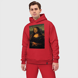 Мужской костюм оверсайз Мона Лиза абстракция, цвет: красный — фото 2