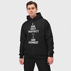 Мужской костюм оверсайз I am not perfect, I am honest, цвет: черный — фото 2