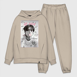 Мужской костюм оверсайз Lee Know Stray Kids, цвет: миндальный