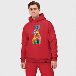 Мужской костюм оверсайз Кролик в стиле поп-арт, цвет: красный — фото 2