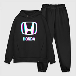 Мужской костюм оверсайз Значок Honda в стиле glitch, цвет: черный