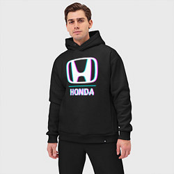 Мужской костюм оверсайз Значок Honda в стиле glitch, цвет: черный — фото 2