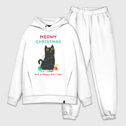 Мужской костюм оверсайз Meowy Christmas and a happy purr year, цвет: белый