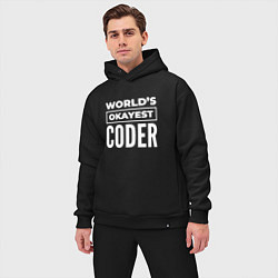 Мужской костюм оверсайз Worlds okayest coder, цвет: черный — фото 2