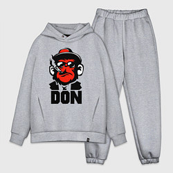 Мужской костюм оверсайз Обезьяна мафиози с сигаретой, цвет: меланж