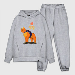 Мужской костюм оверсайз Stray - cat logo, цвет: меланж