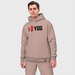 Мужской костюм оверсайз I love you - прикол, цвет: пыльно-розовый — фото 2