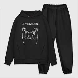 Мужской костюм оверсайз Joy Division рок кот, цвет: черный