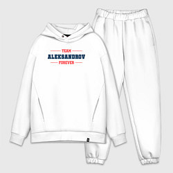 Мужской костюм оверсайз Team Aleksandrov forever фамилия на латинице, цвет: белый