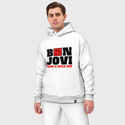 Мужской костюм оверсайз Bon Jovi band, цвет: белый — фото 2