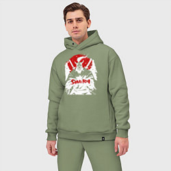 Мужской костюм оверсайз Белый самурай в доспехах, цвет: авокадо — фото 2