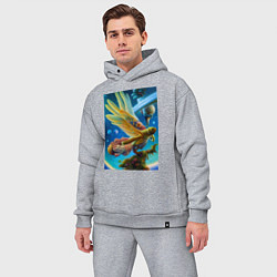 Мужской костюм оверсайз Космическая птица нейросеть - фантазия, цвет: меланж — фото 2