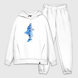 Мужской костюм оверсайз Время на рыбалку, цвет: белый