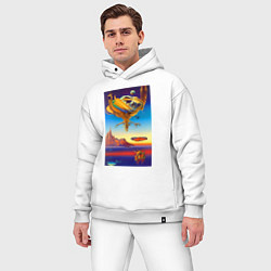 Мужской костюм оверсайз Космическое спокойствие - нейросеть - сюрреализм, цвет: белый — фото 2