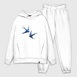 Мужской костюм оверсайз Пара ласточек, цвет: белый