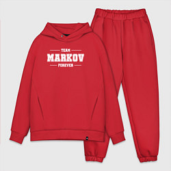 Мужской костюм оверсайз Team Markov forever - фамилия на латинице, цвет: красный