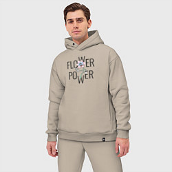 Мужской костюм оверсайз Flower power, цвет: миндальный — фото 2