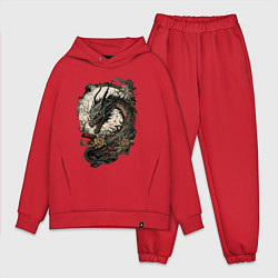 Мужской костюм оверсайз Мифический японский дракон, цвет: красный