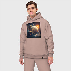 Мужской костюм оверсайз Вся красота космоса, цвет: пыльно-розовый — фото 2