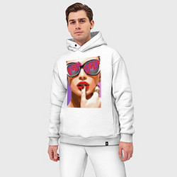 Мужской костюм оверсайз Портрет девушки в стиле поп-арт, цвет: белый — фото 2