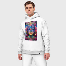 Мужской костюм оверсайз Девушка в маскарадной маске - нейросеть, цвет: белый — фото 2