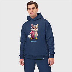 Мужской костюм оверсайз Модный маленький заяц, цвет: тёмно-синий — фото 2