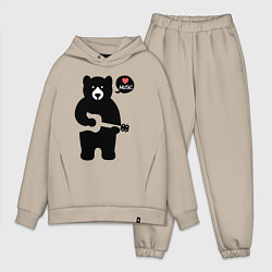Мужской костюм оверсайз Мишка любит музыку, цвет: миндальный