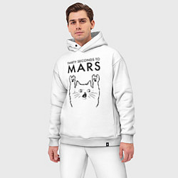 Мужской костюм оверсайз Thirty Seconds to Mars - rock cat, цвет: белый — фото 2