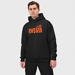 Мужской костюм оверсайз Russia: в стиле хохлома, цвет: черный — фото 2