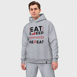 Мужской костюм оверсайз Надпись: eat sleep Horizon repeat, цвет: меланж — фото 2